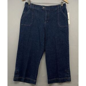 Hannah Denim Capri Womens 8 Petite -High Rise-Blue Jean-Cropped-Stretch-MSRP $36